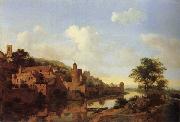 HEYDEN, Jan van der A Fortified Castle on a Riverbank china oil painting artist